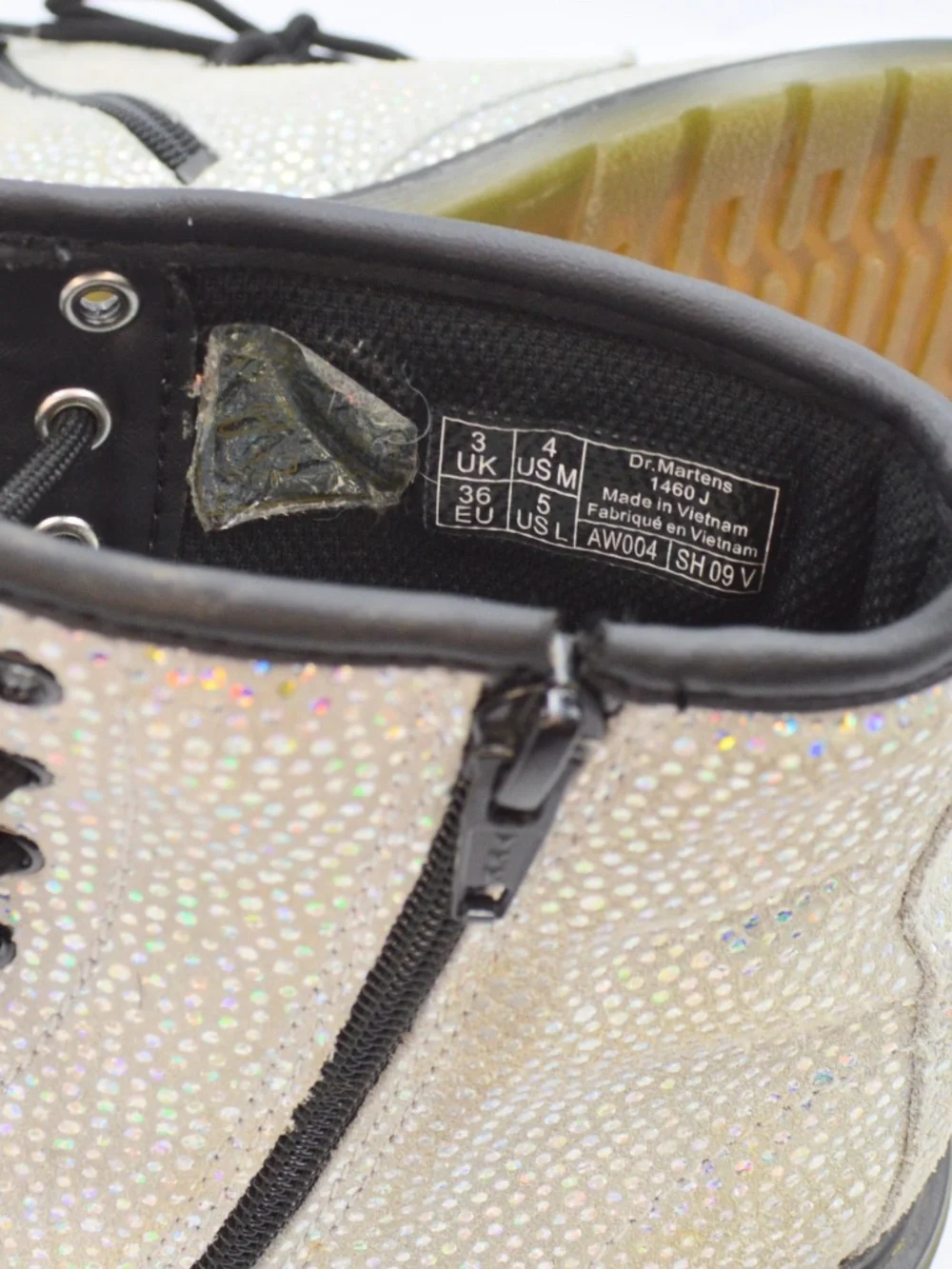 Dr. Martens 1460 Metallic Suede Docs Boots Silver Shimmer Women’s Size 5 - Picture 10 of 10